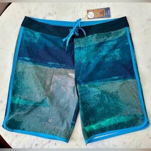 Men's PrAna Board Shorts Swim Trunks NWT Size 38 High Seas Blue Ridge
